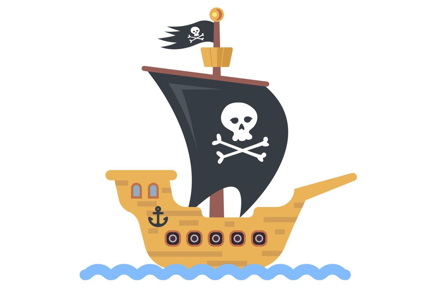 Toy children home-made pirate ship. vector