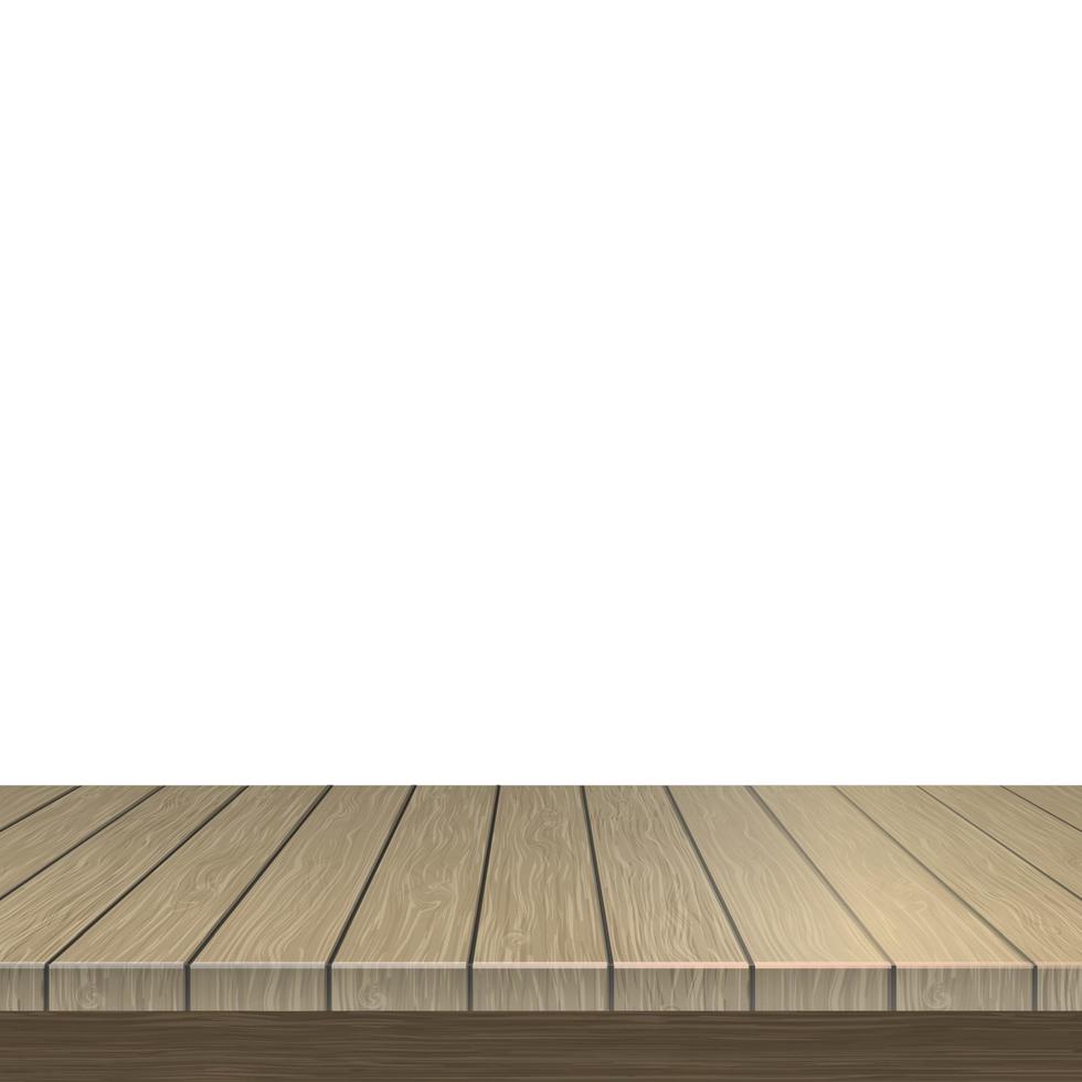 mesa grande, textura de madera de tableros, fondo blanco - vector