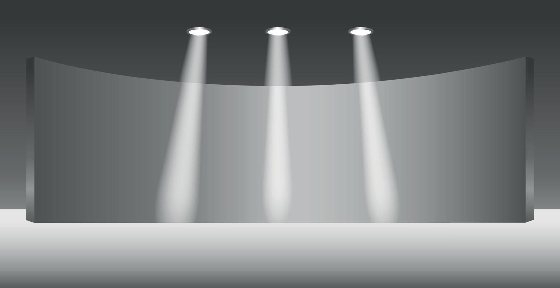 Realistic light studio with spotlights lighting - Vector