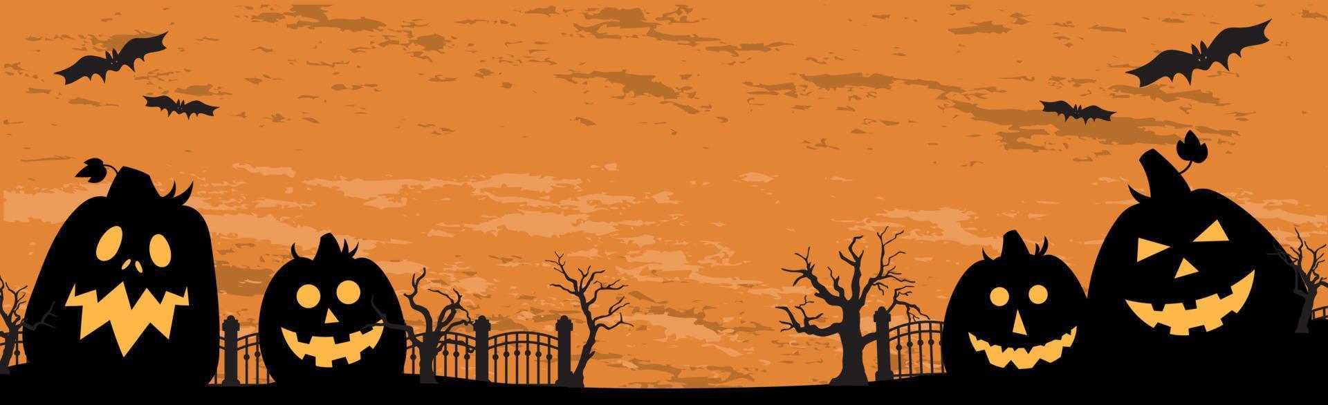 Scary gloomy orange halloween background - Vector