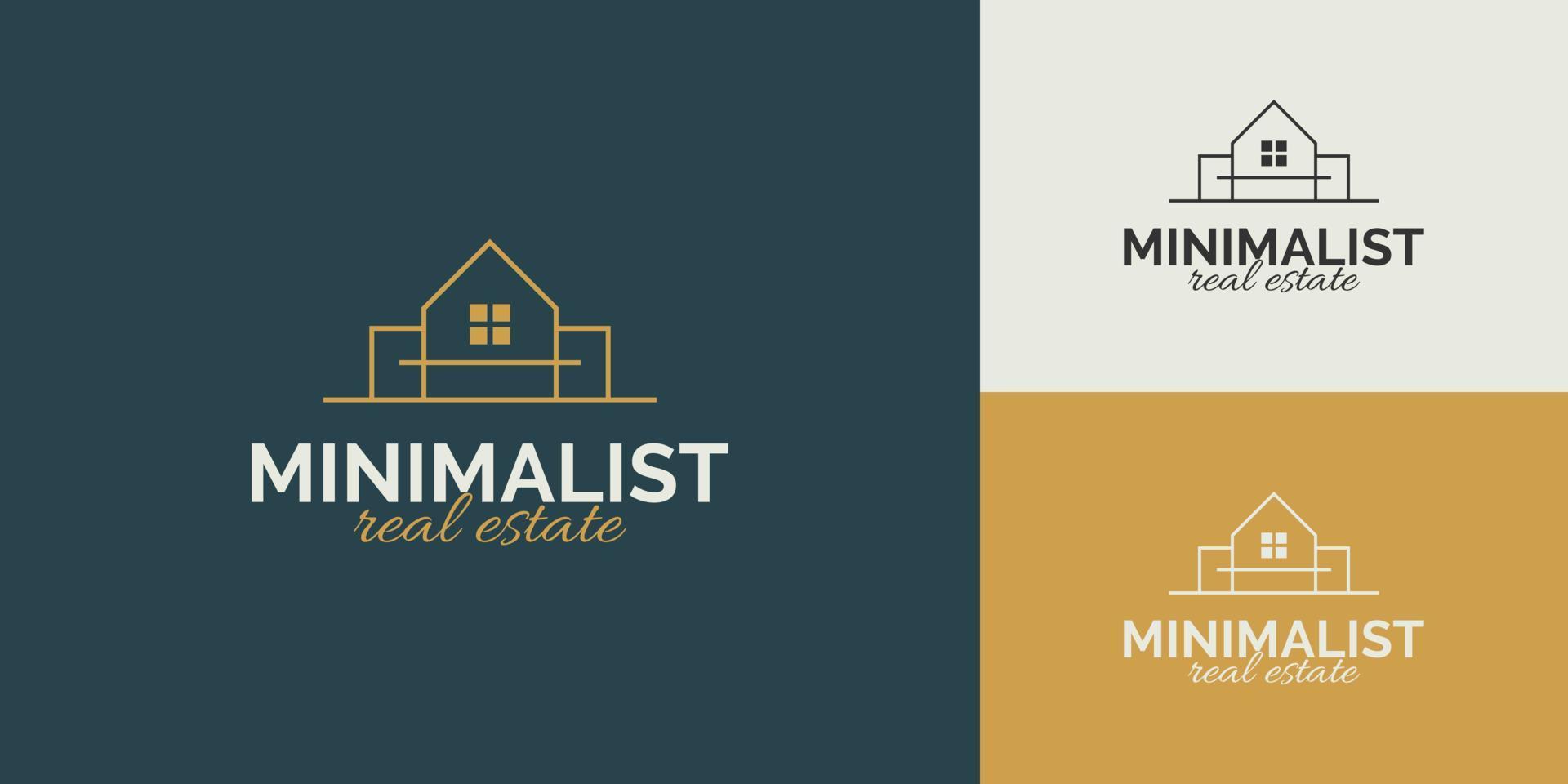 Diseño minimalista de logotipos inmobiliarios con estilo lineal. vector