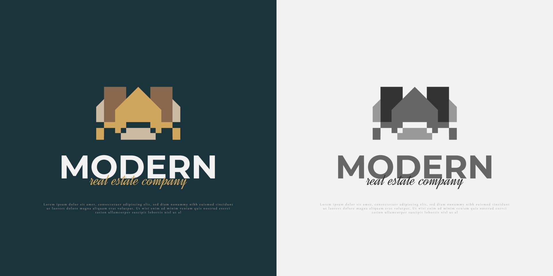 Diseño de logotipo de bienes raíces simple y minimalista con concepto abstracto vector