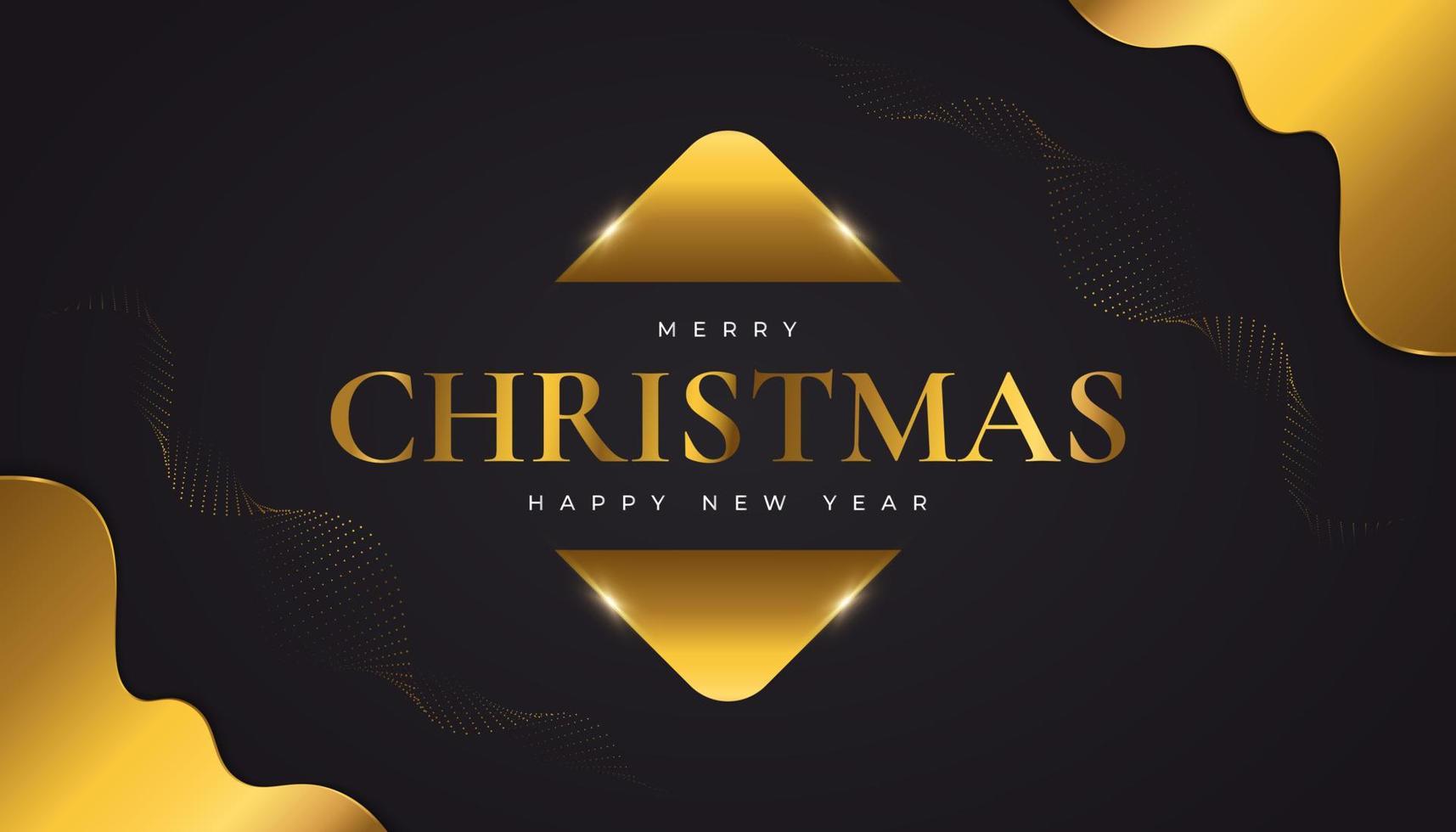 Merry Christmas and Happy New Year Banner or Poster. Elegant Christmas Greeting card in Black and Gold vector