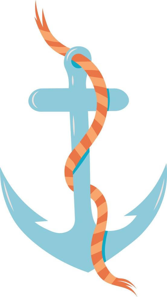 Anchor. Marine anchor with a piece of cable in a cartoon style. Illustration for printing. vector