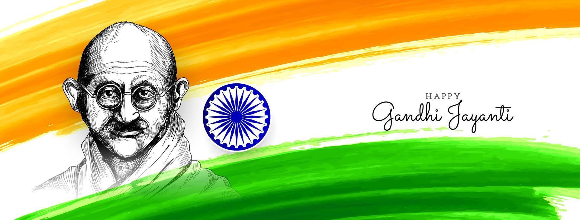 Happy gandhi Jayanti celebration tricolor theme banner design vector