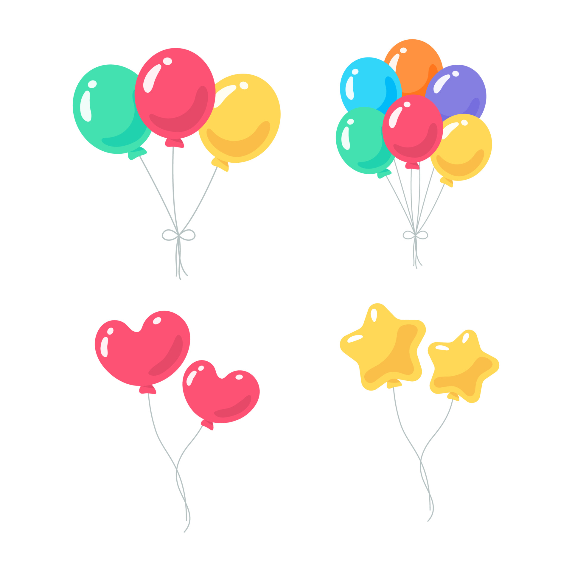 Balloon vector. colorful balloons tied with string for kids