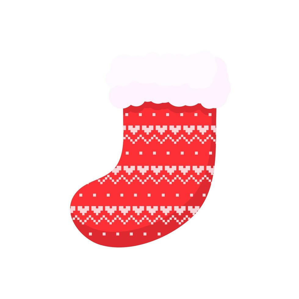 calcetines de navidad. Calcetines rojos y verdes con varios estampados para decoración navideña. vector