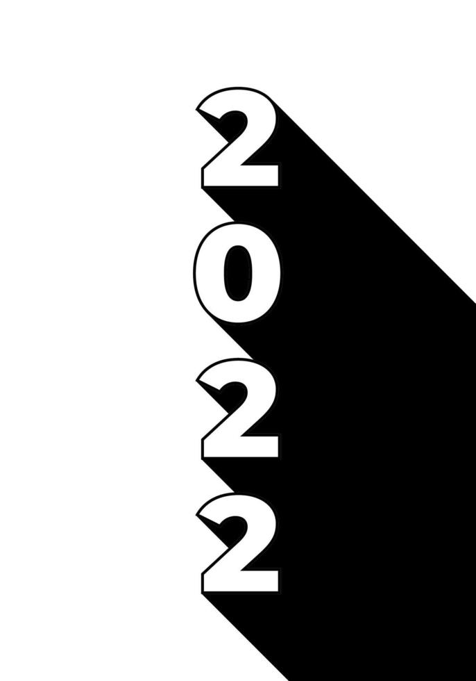 Happy New Year 2022 Long Shadow Design Template. Modern Design for Calendar, Invitations, Greeting Cards, Holidays Flyers or Prints. vector