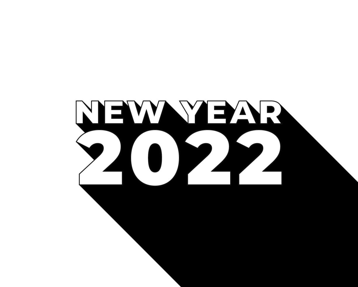 Feliz año nuevo 2022 plantilla de diseño de larga sombra. diseño moderno para calendario, invitaciones, tarjetas de felicitación, folletos de vacaciones o impresiones. vector