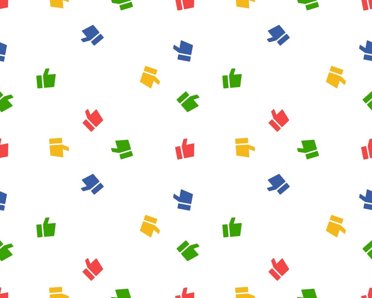 Seamless pattern made of flat thumbs up symbols. Colourful background. Abstract networks concept for social media banners vector