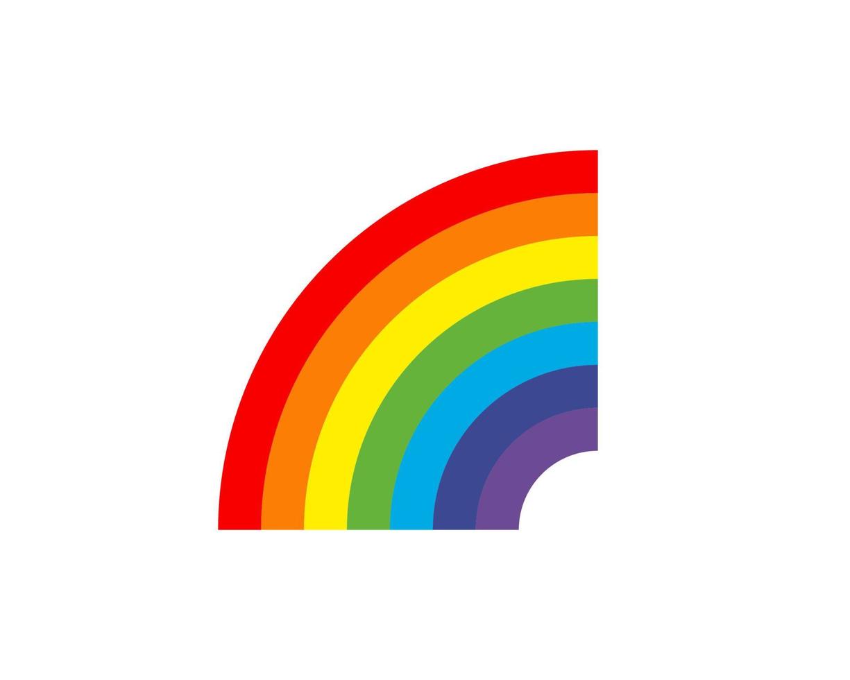 Ilustración de arco iris de siete colores sobre fondo blanco. arco iris con bandas en siete colores principales de luz visible. rojo, naranja, amarillo, verde, azul, índigo y violeta. vector. vector