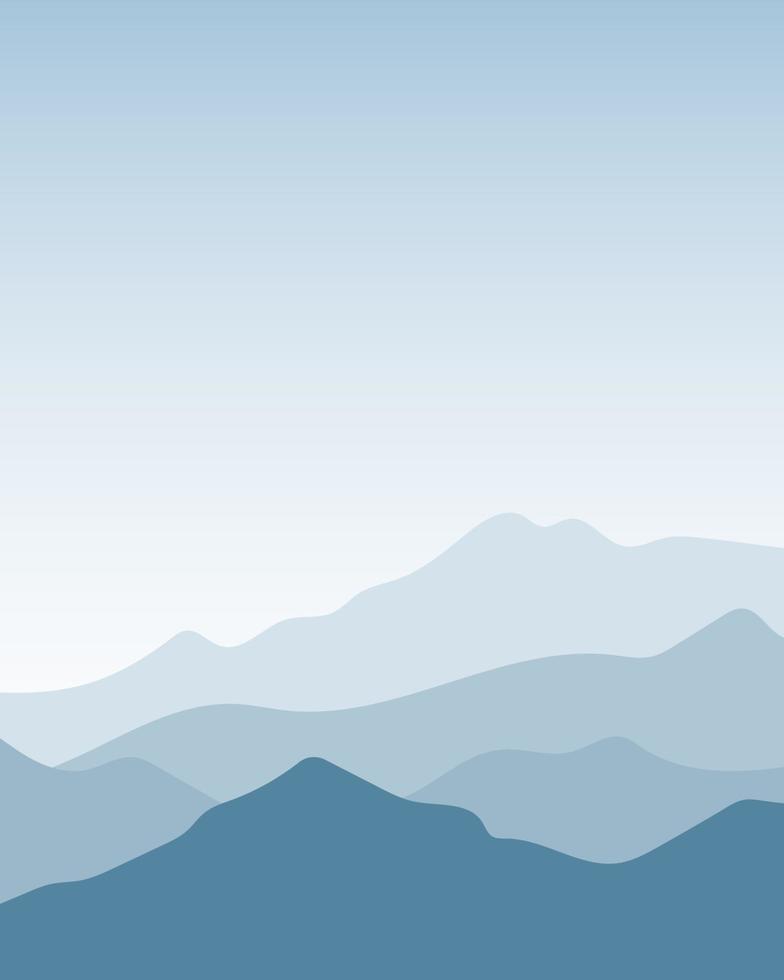 Fantasy on the theme of the morning landscape, sunrise in the mountains, panoramic view, vector illustration