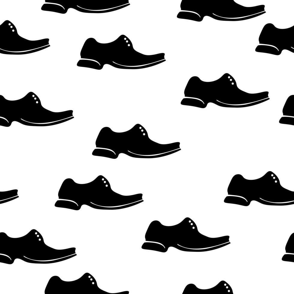 Patrón sin fisuras de zapatos silueta, zapato negro sobre un fondo blanco. vector