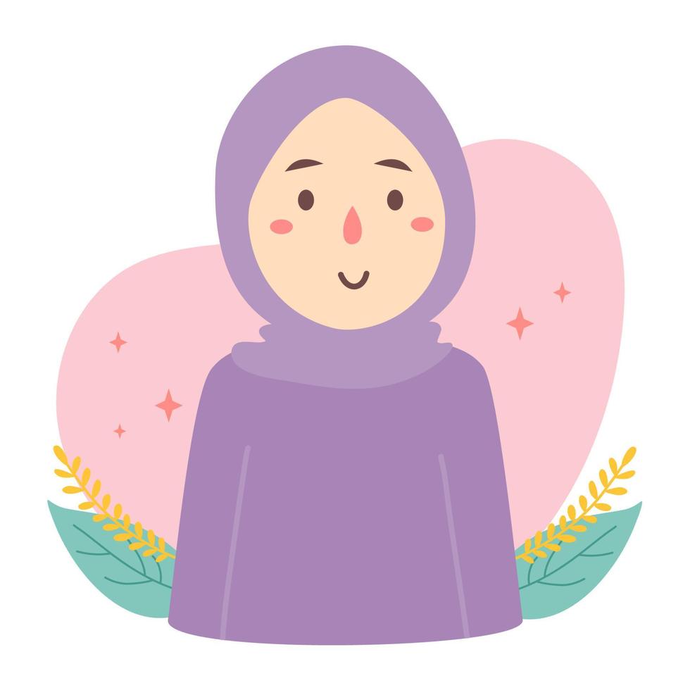 lindo avatar de niña musulmana vector