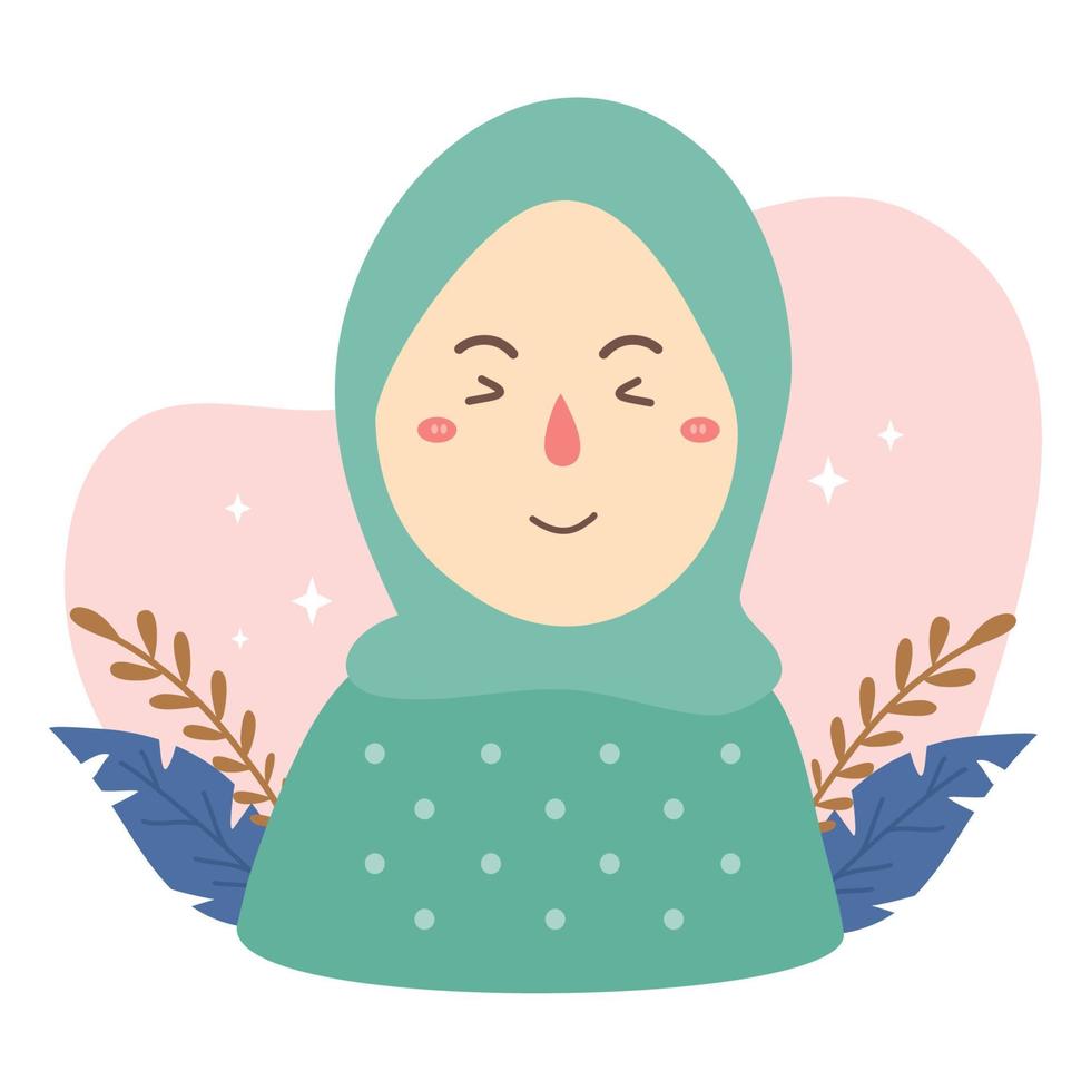 cute hijab muslim cartoon character vector