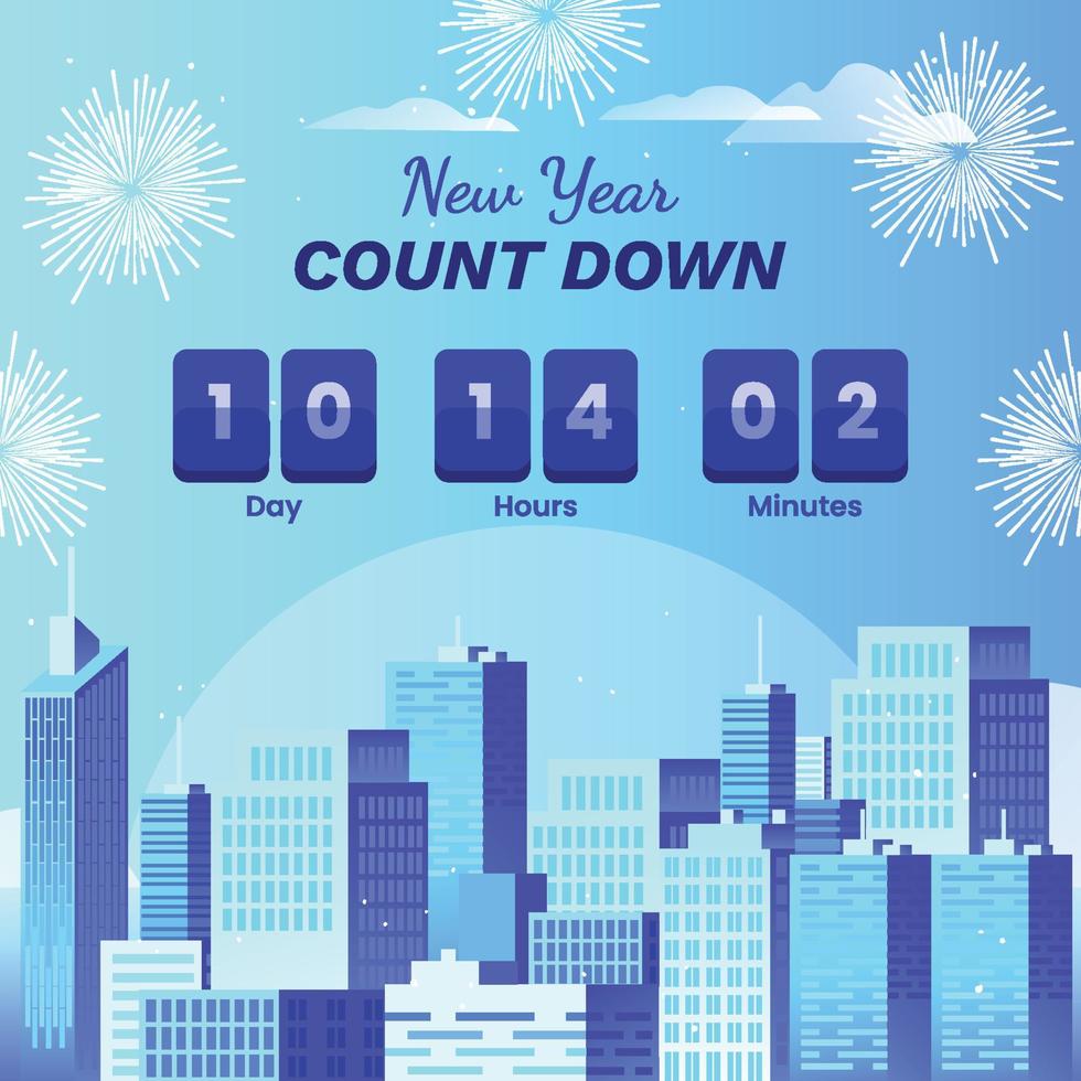 New Year Count Down With City Skycraper Background vector