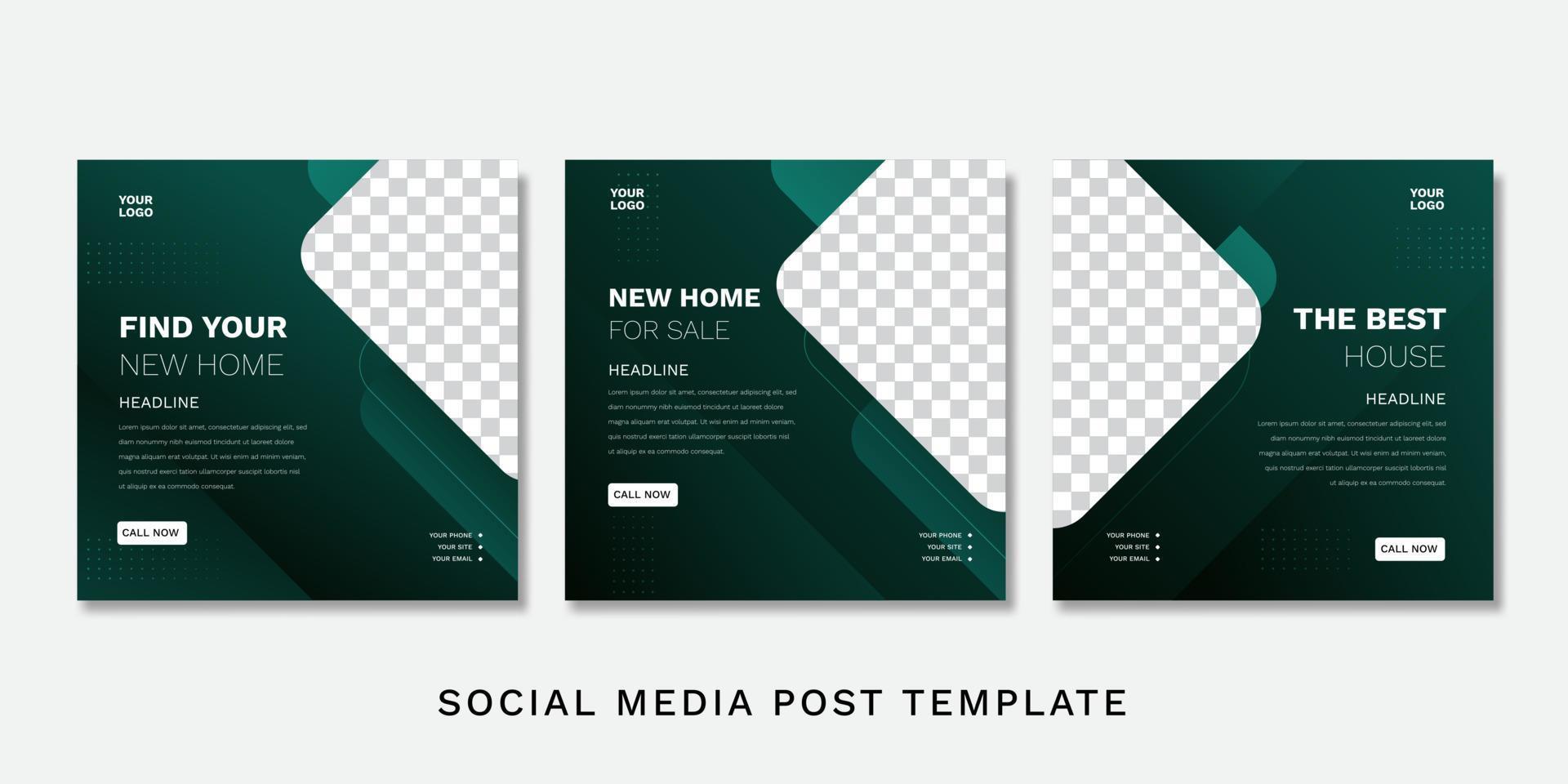 real estate social media post, home sale banner template vector