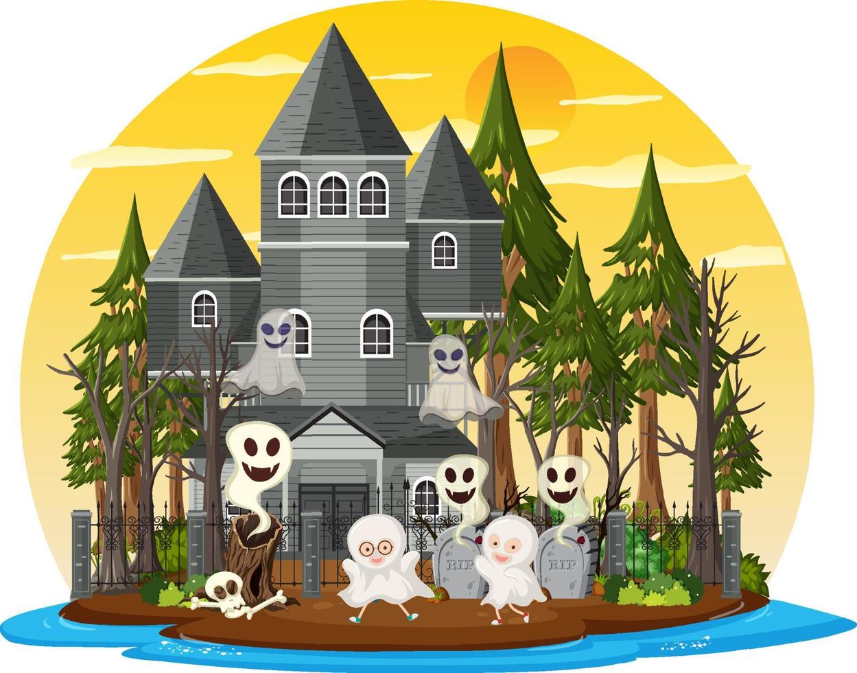 Haunted house at daytime scene vector