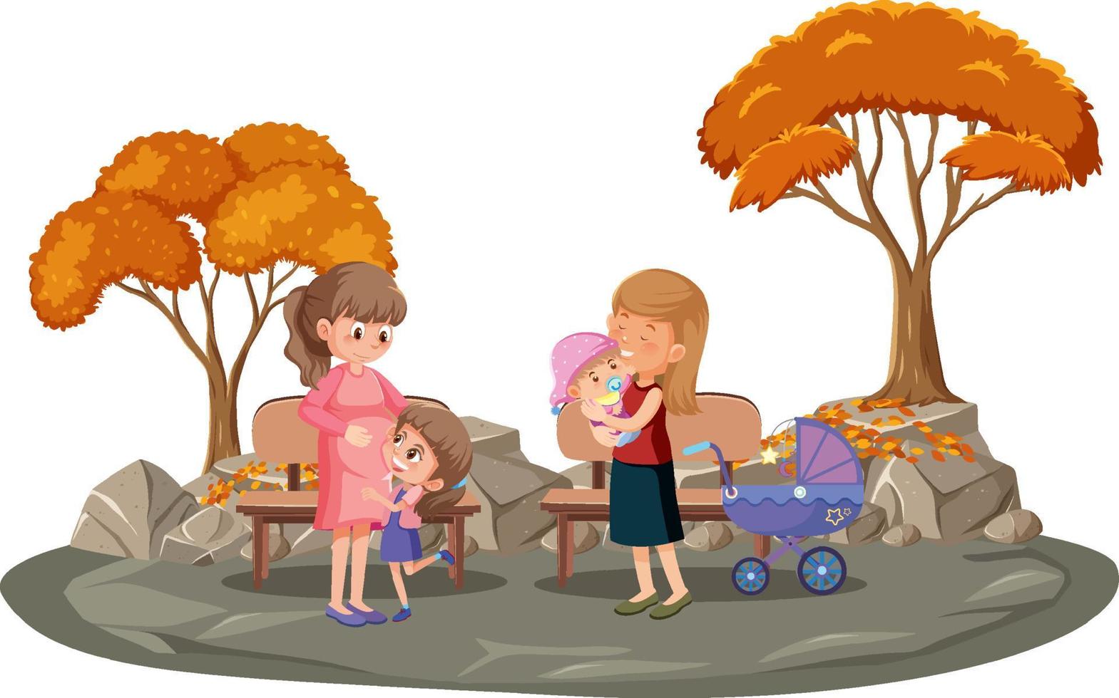 Mother with her baby in the park isolated vector