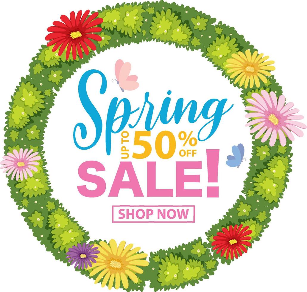 Spring sale banner template vector