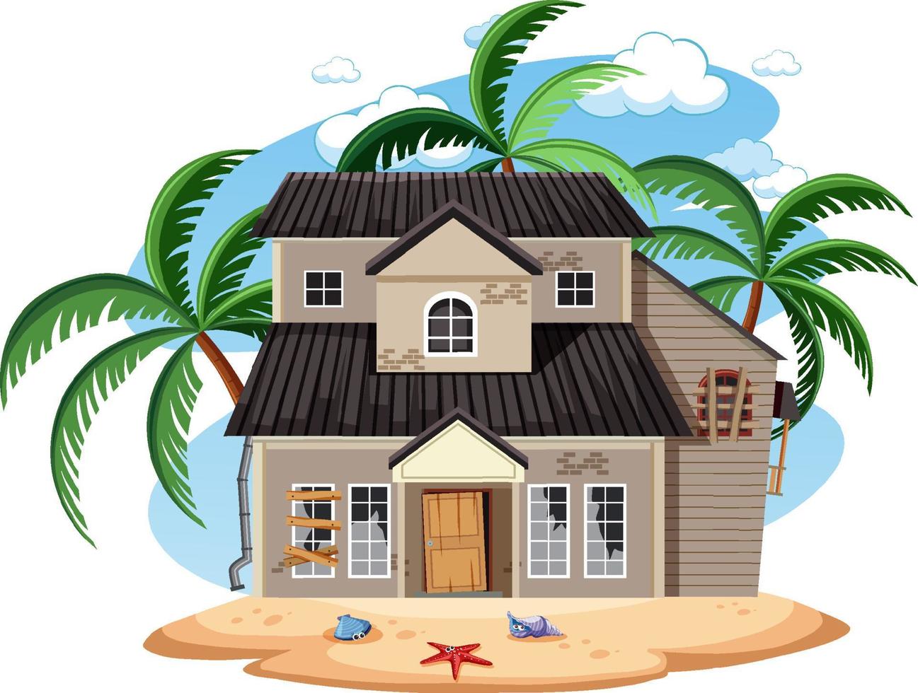 Old beach holiday house isolated vector