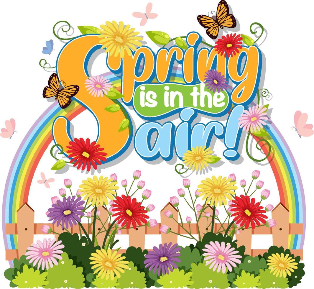 Floral spring calligraphic text vector