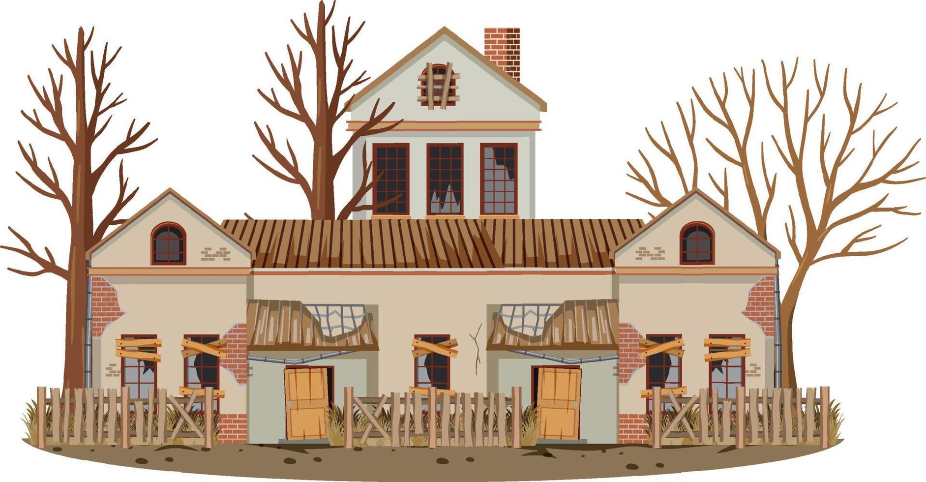Isolated old broken house in the rural vector