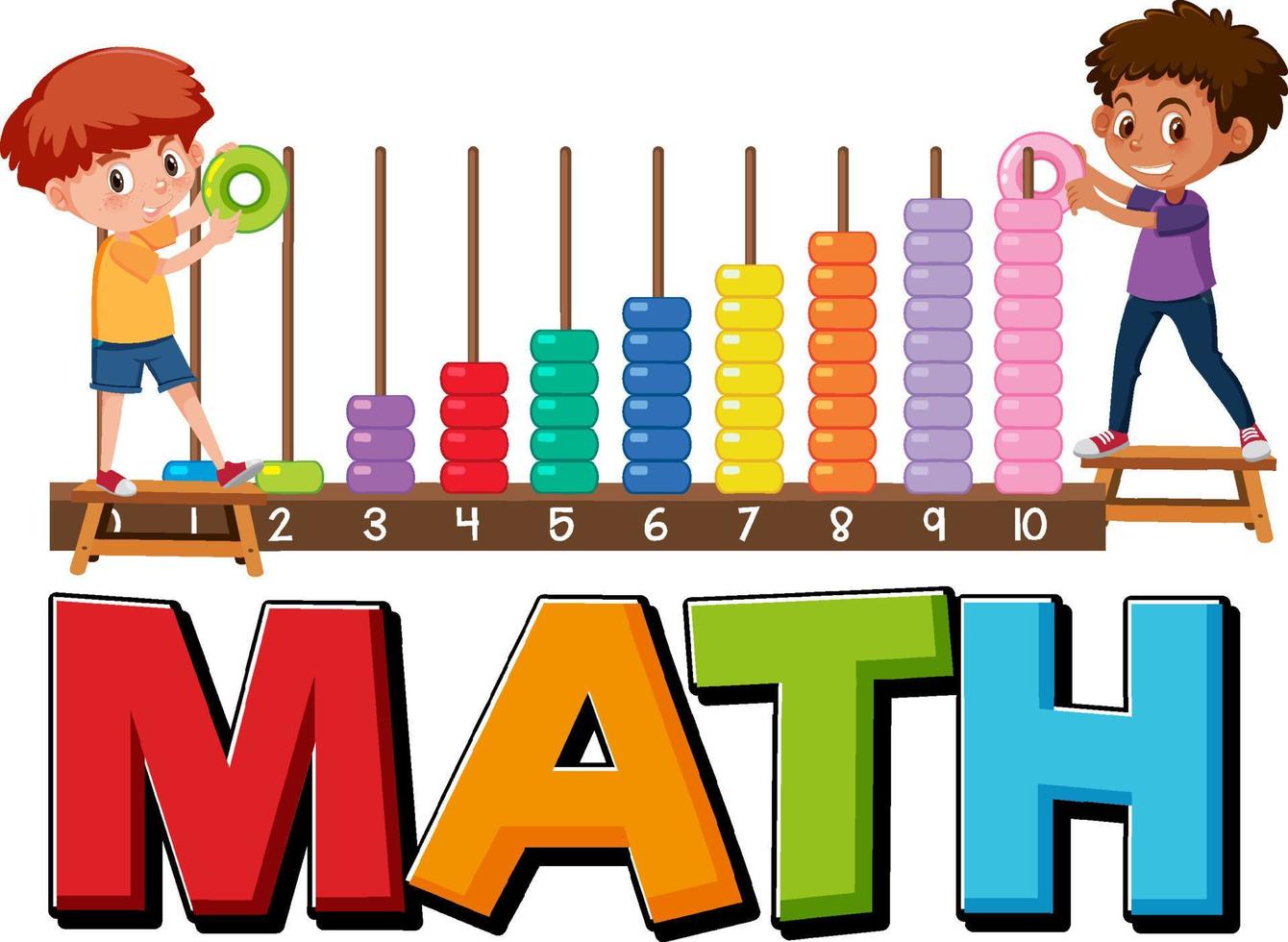 icono de matemáticas con niños y herramientas de matemáticas vector