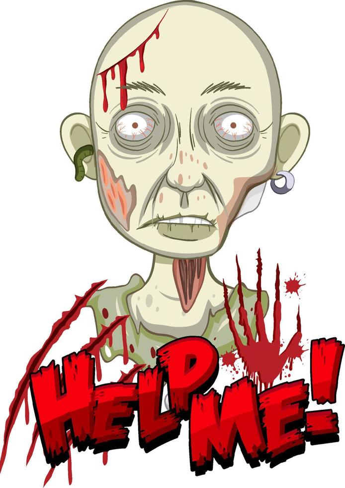 Help me text design with creepy zombie vector