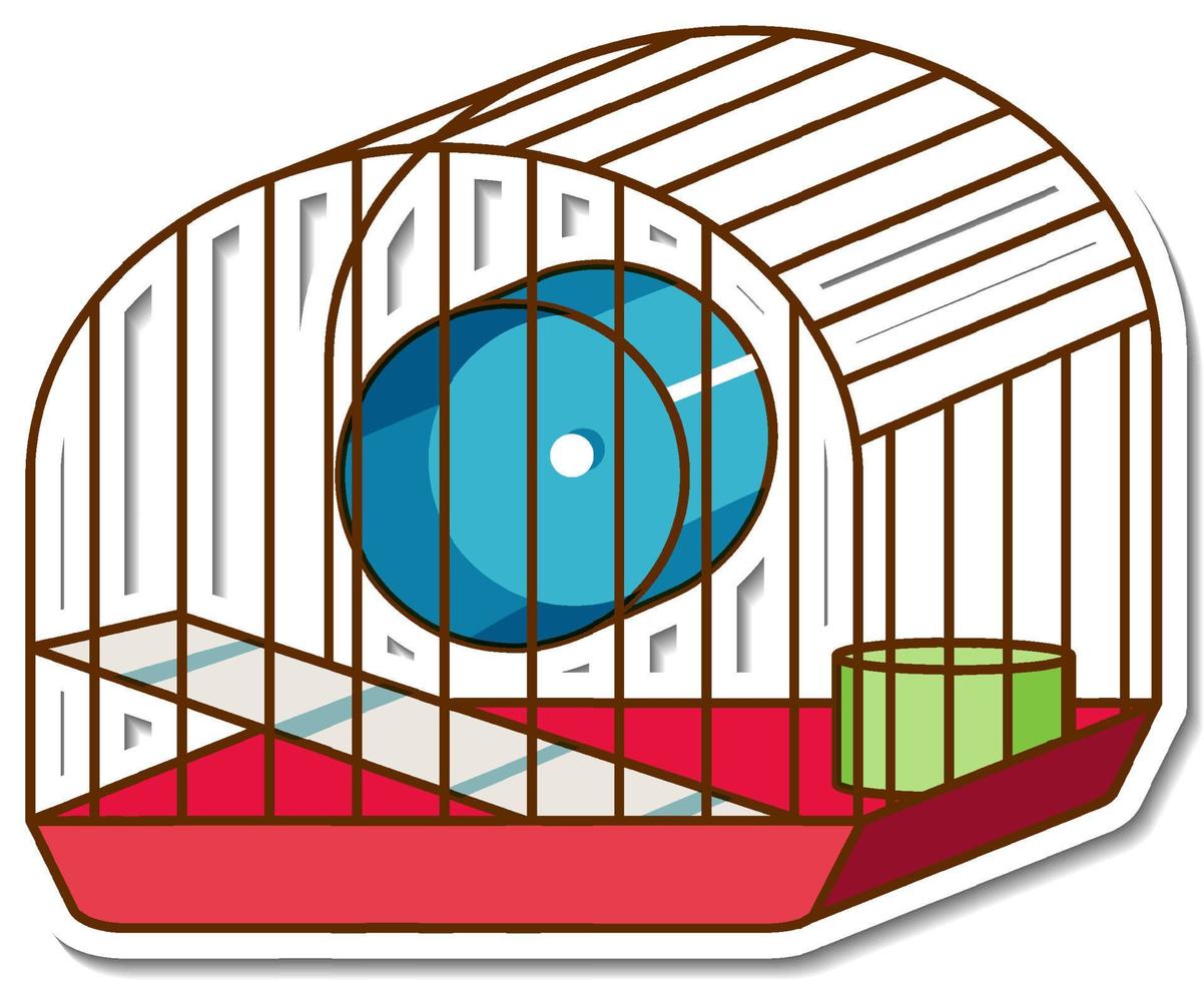 una plantilla de pegatina con una jaula de ratón vacía aislada vector