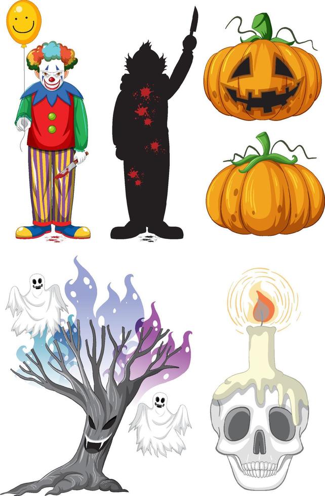 conjunto de objetos y elementos de halloween vector