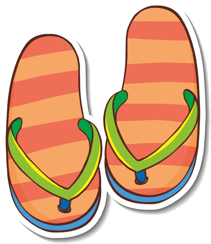 Diseño de etiqueta con sandalias de verano aislado vector