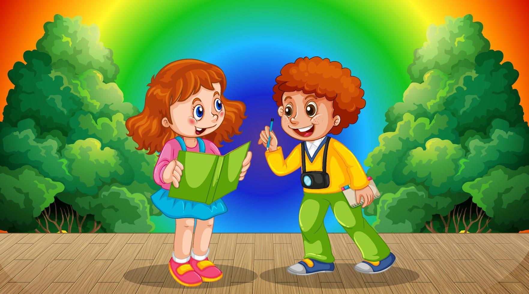 Children cartoon character on rainbow gradient background 3521436 Vector  Art at Vecteezy