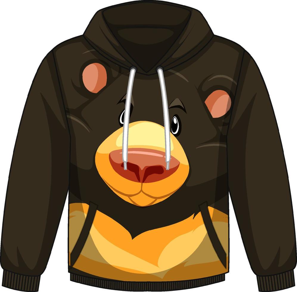 Front of hoodie sweater with black bear pattern vector