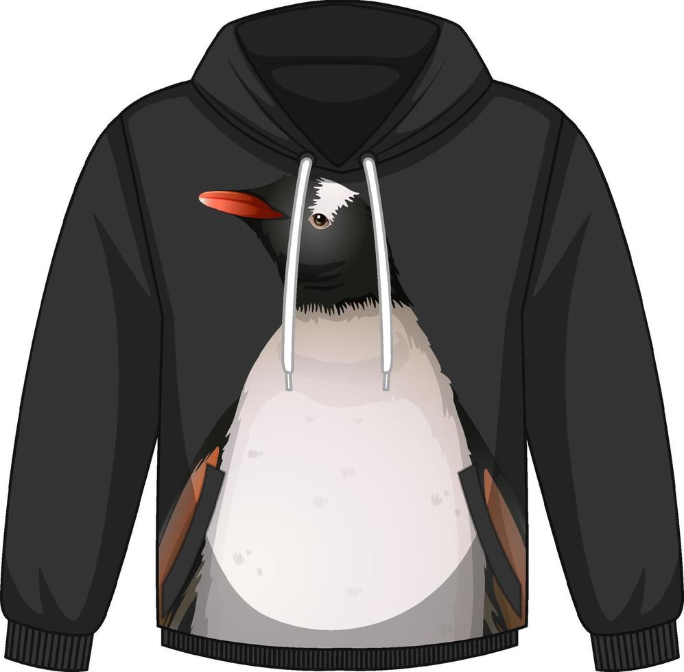 Front of hoodie sweater with penguin pattern vector