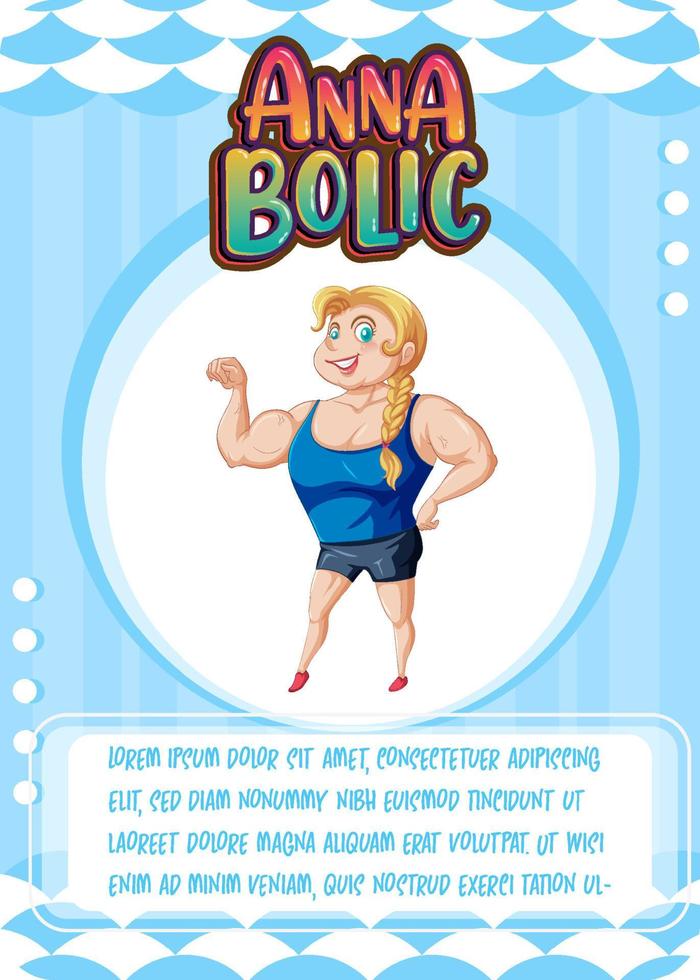 Character game card template with word Anna Bolic vector