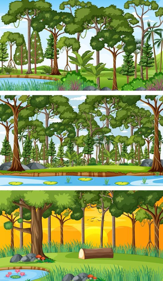 Three different nature horizontal scenes vector