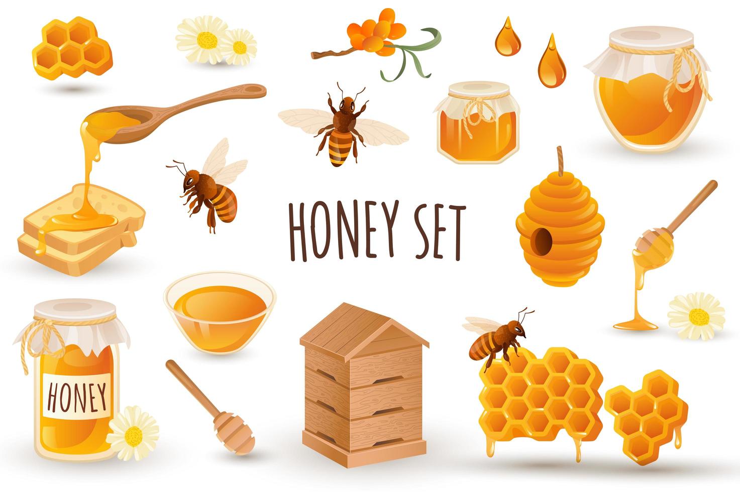 icono de producción de miel en diseño 3d realista. haz de abejas, panal, colmenar, tostadas, colmena, tarro con miel y otros. colección de apicultura. ilustración vectorial aislado sobre fondo blanco. vector