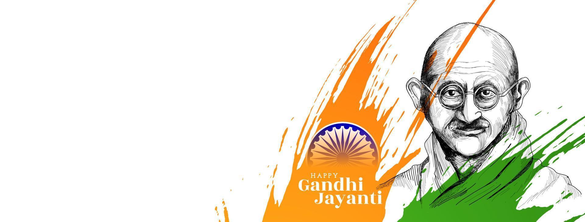 feliz gandhi jayanti 2 de octubre celebración diseño de banner vector