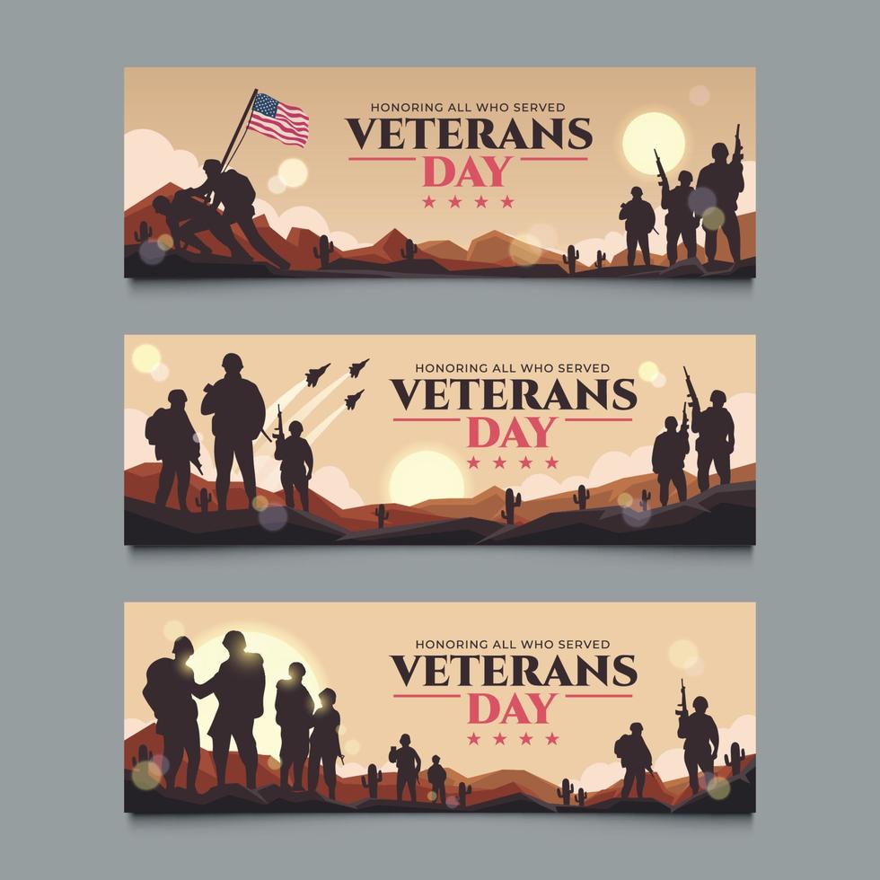 conjunto de banner del día de los veteranos vector