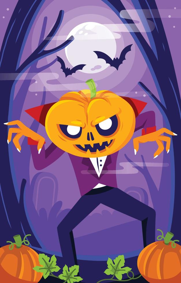 Spooky Jack O'Lantern in The Graveyard vector