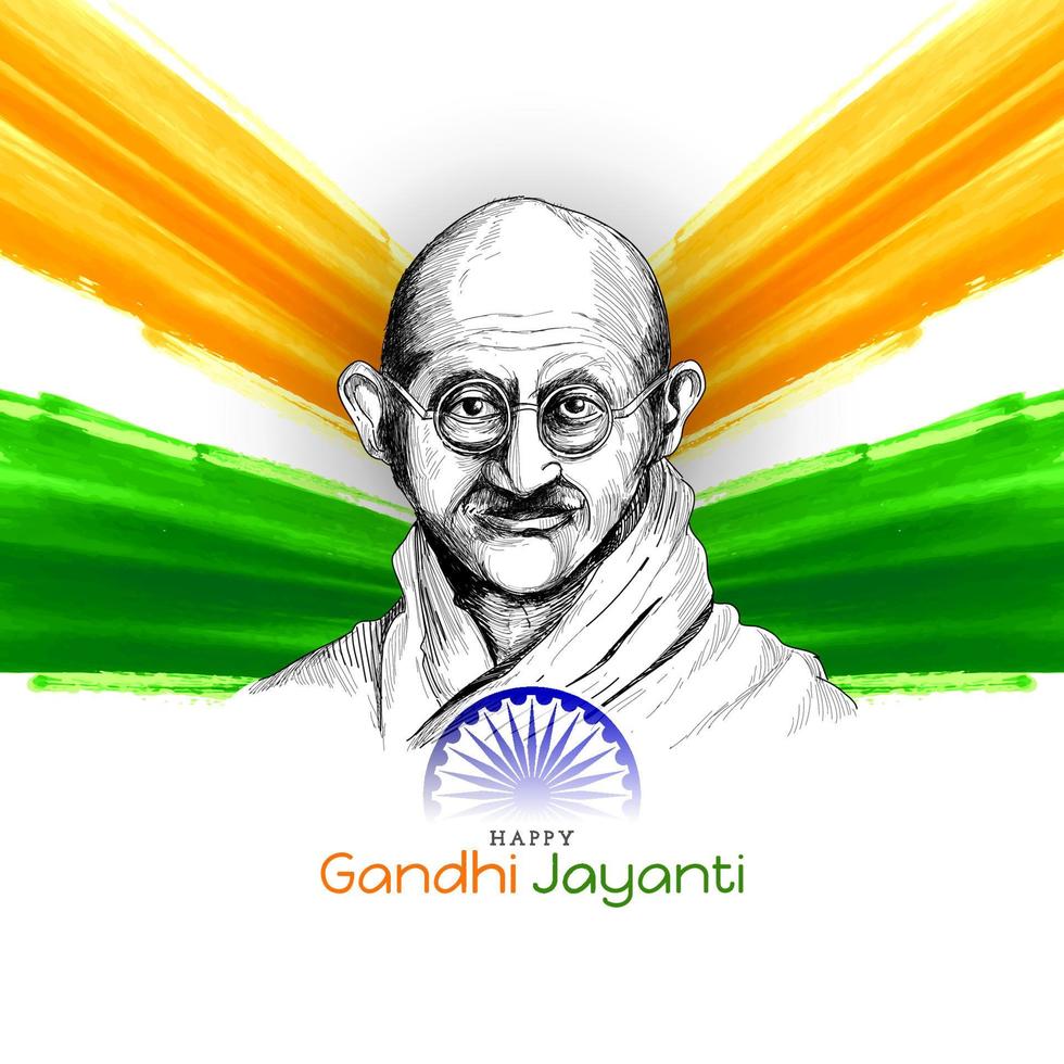 Happy gandhi Jayanti celebration Indian flag color theme background vector