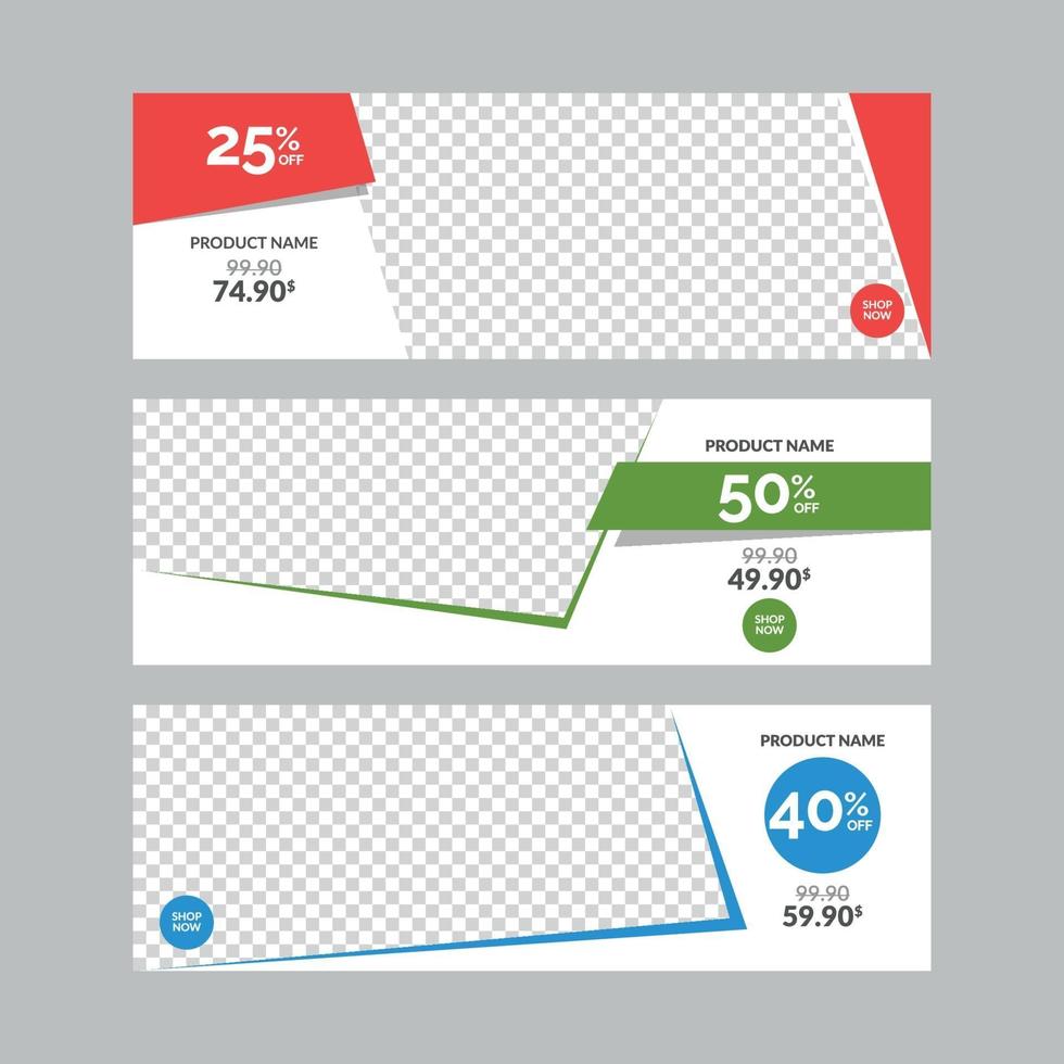 Horizontal Sale Banner Templates Set for Web with Empty Frame vector