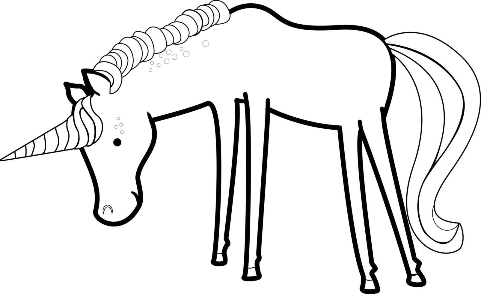 un lindo unicornio incoloro. Página para colorear, tipo animal en los cuentos de hadas. vector