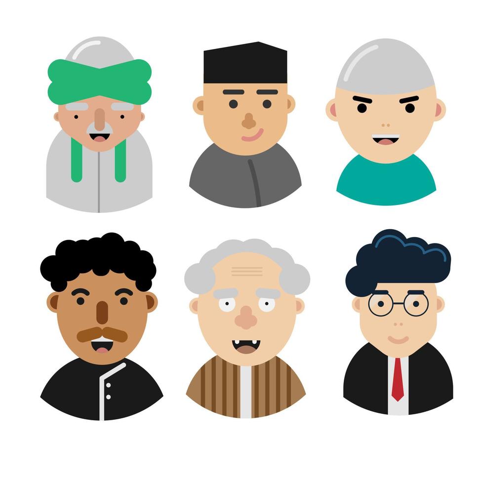Flat vector character. Vector avatar with eyes. Happy smiling people. muslim character vector