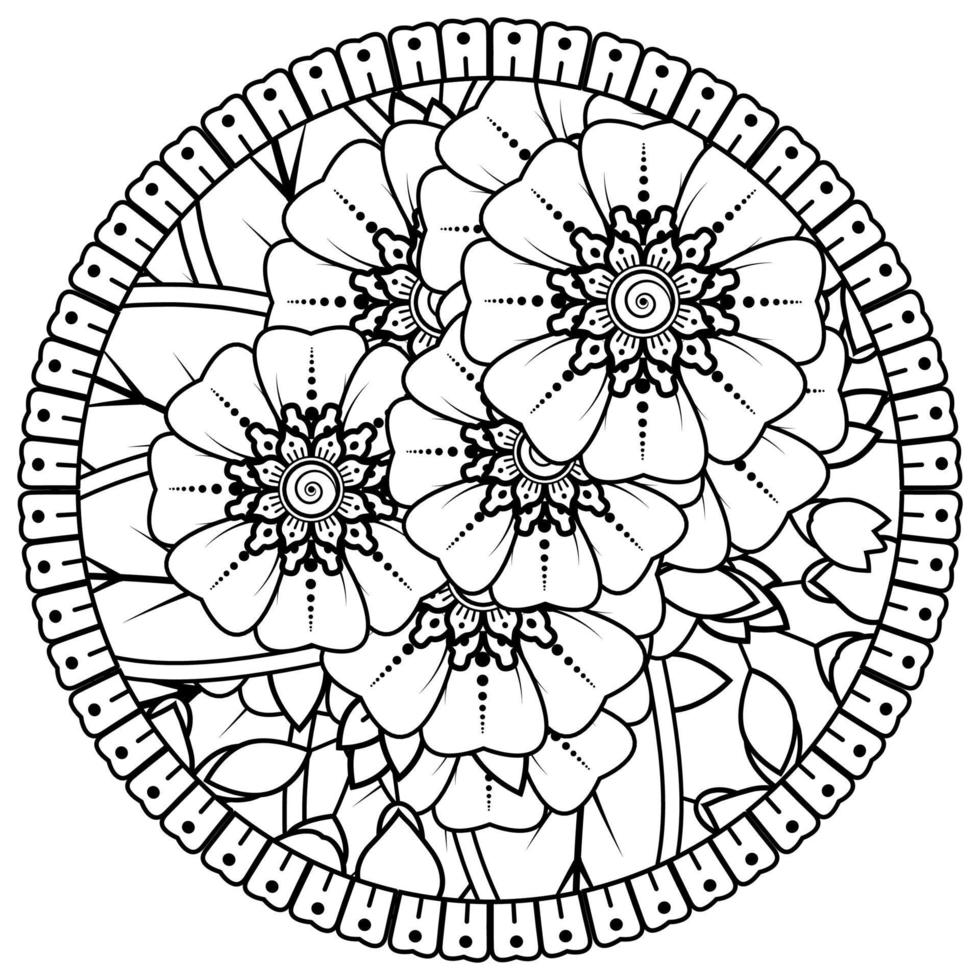 patrón circular en forma de mandala con flor para henna, mehndi, tatuaje, decoración. vector