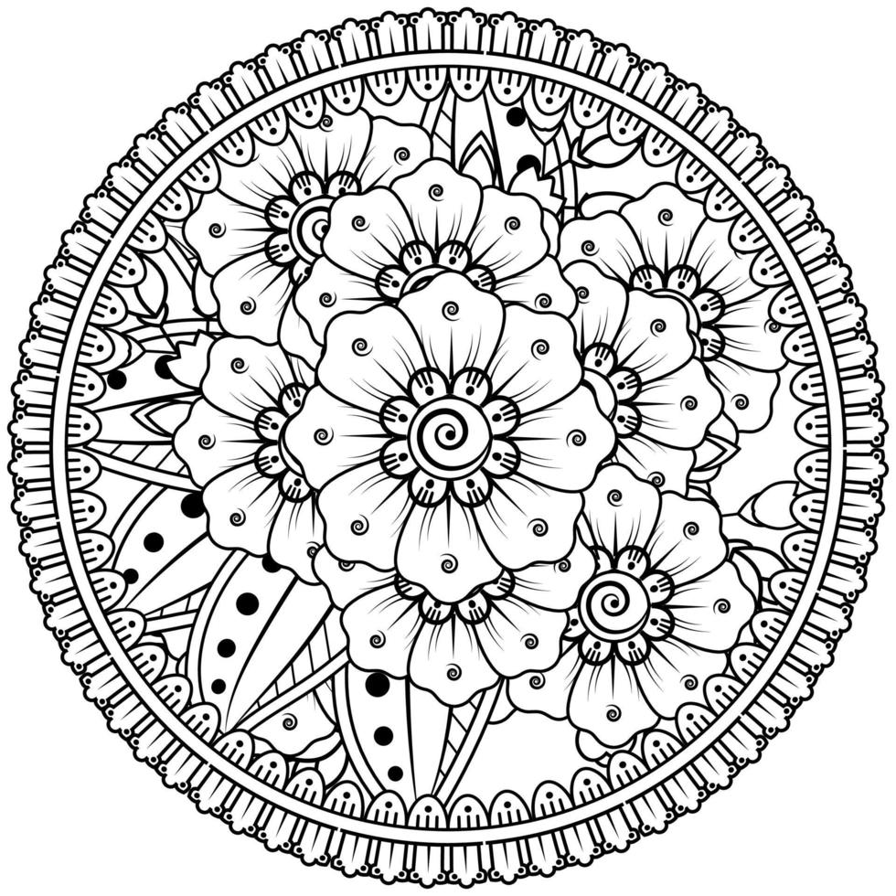 Circular pattern in the form of mandala with flower for henna, mehndi, tattoo, decoration. vector