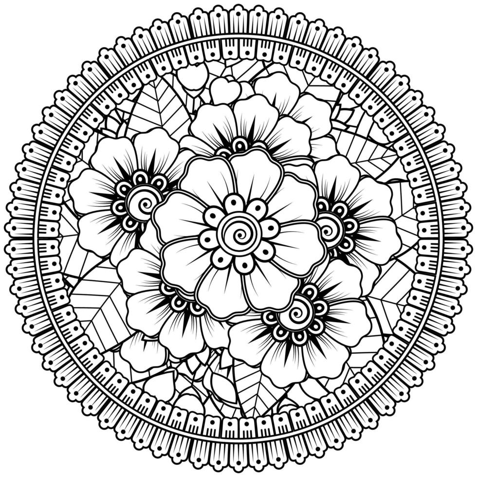 Circular pattern in the form of mandala with flower for henna, mehndi, tattoo, decoration. vector