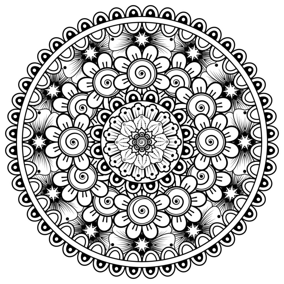 Circular pattern in the form of mandala with flower for henna, mehndi, tattoo, decoration. vector