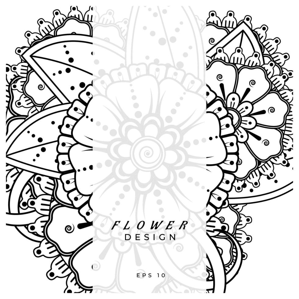 adorno decorativo de flores mehndi en estilo étnico oriental, adorno de doodle, dibujo a mano de contorno. página de libro para colorear. vector